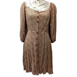 Angie button up leopard print puff mini dress size M